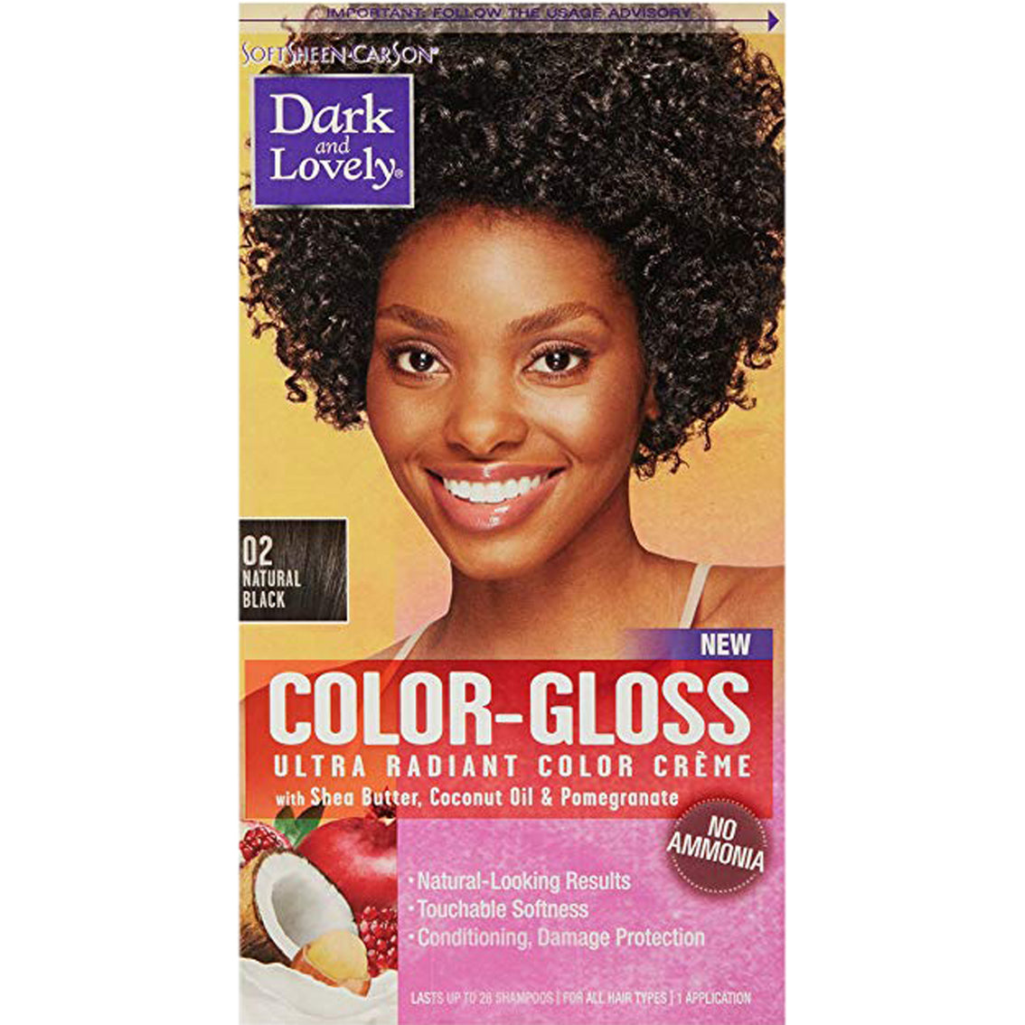 SoftSheen-Carson Dark and Lovely Color-Gloss Ultra Radiant Color Crème, Natural Black 02