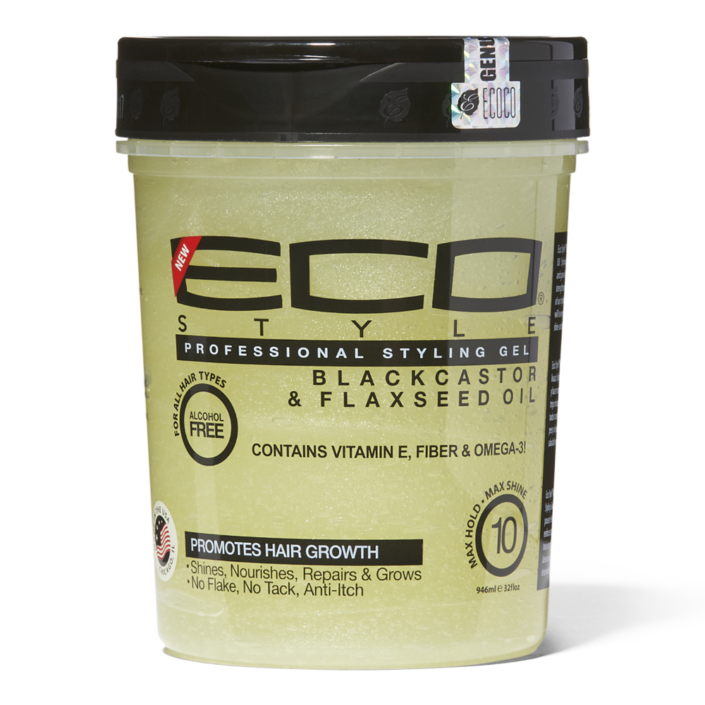 Eco - Professional Styling Gel Black Castor & Flaxseed Oil