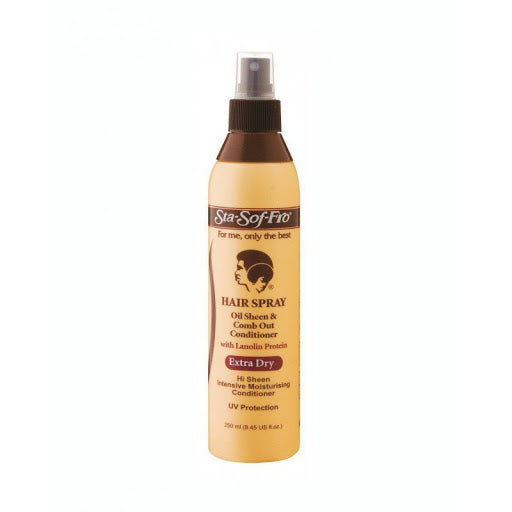 Sta Sof Fro Hair Spray Oil Sheen & Comb Out Conditioner Extra Dry / 16 oz.